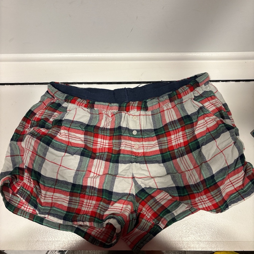 Aerie Plaid Pajama Shorts - Red, Green, White